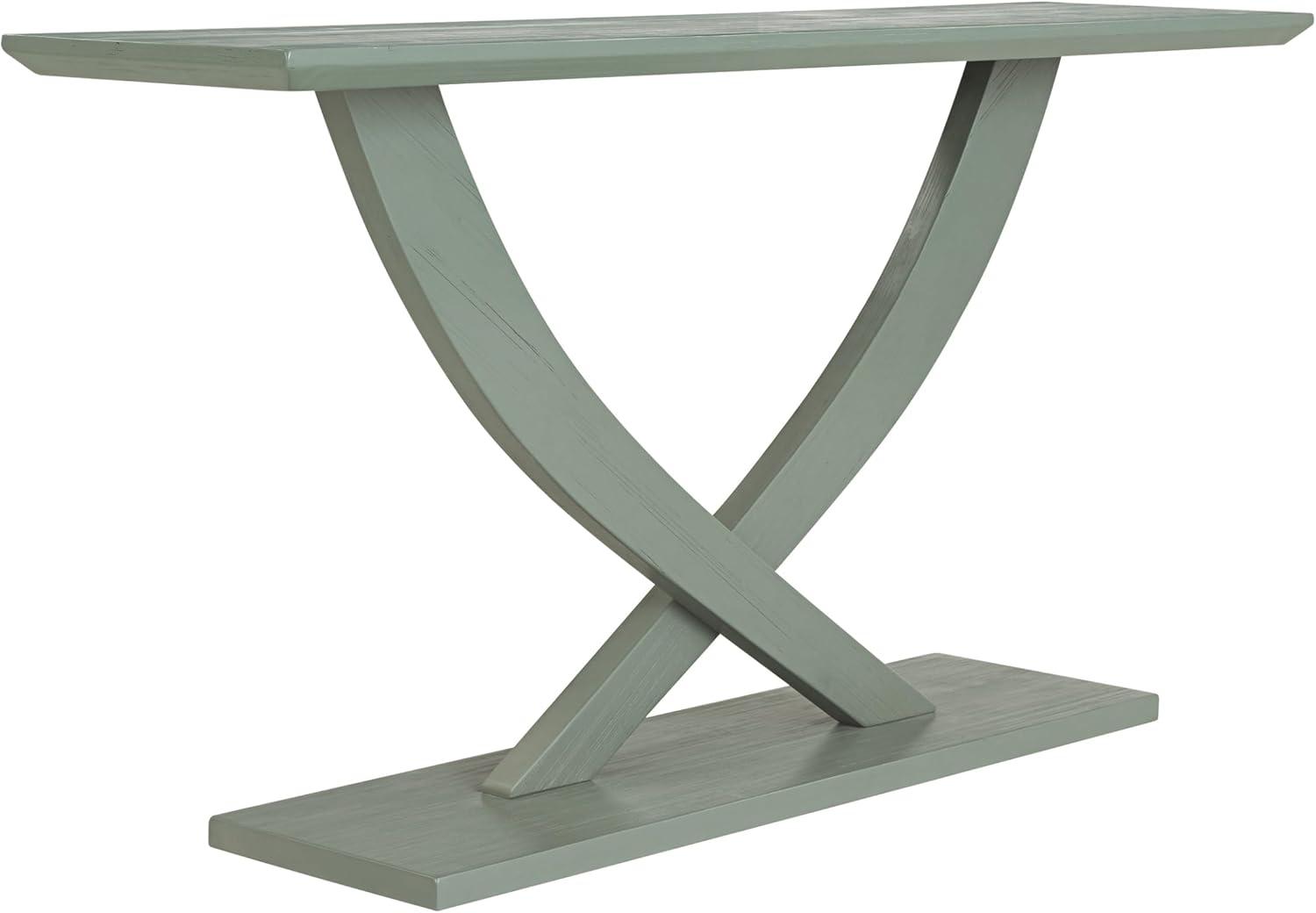 Spanish Moss Acacia Wood 57" Console Table with Wire-Brush Finish