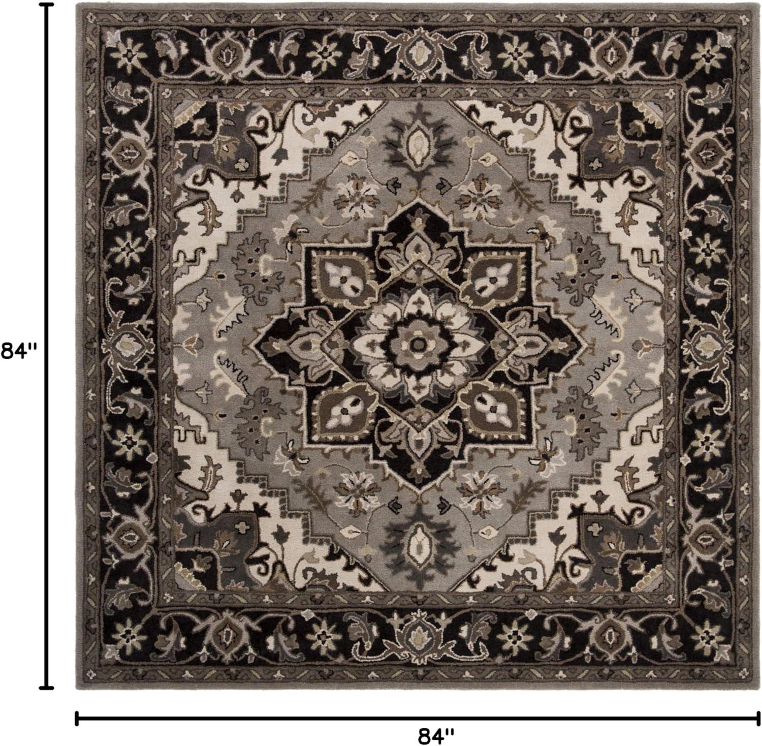 Royalty ROY700 Hand Tufted Indoor Area Rug - 7'x7' - Silver/Charcoal - Safavieh