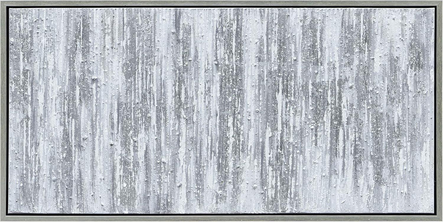 Silver Frequency Textured Hand Painted Canvas Wall Art with Silver Foil by Martin Edwards 24" x 48"