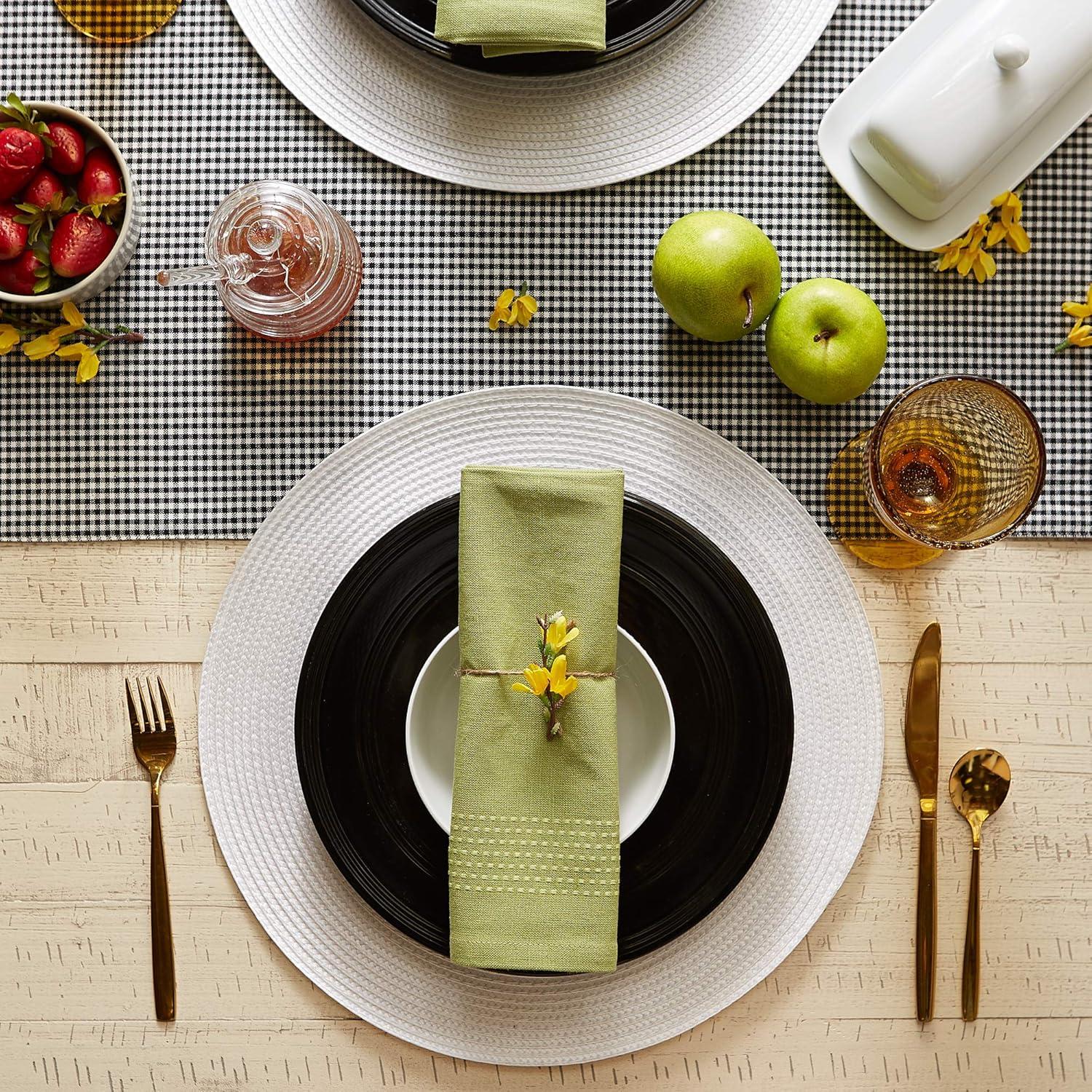 DII Solid Woven Placemat Set 6 Piece, White, 15" Dia