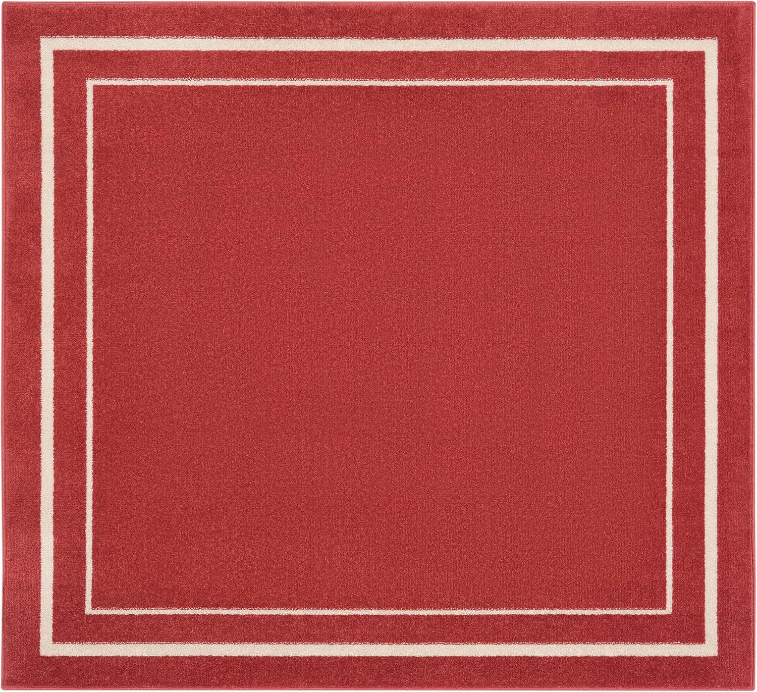 Nourison Essentials 5' x square Brick/Ivory Contemporary Indoor/Outdoor Rug