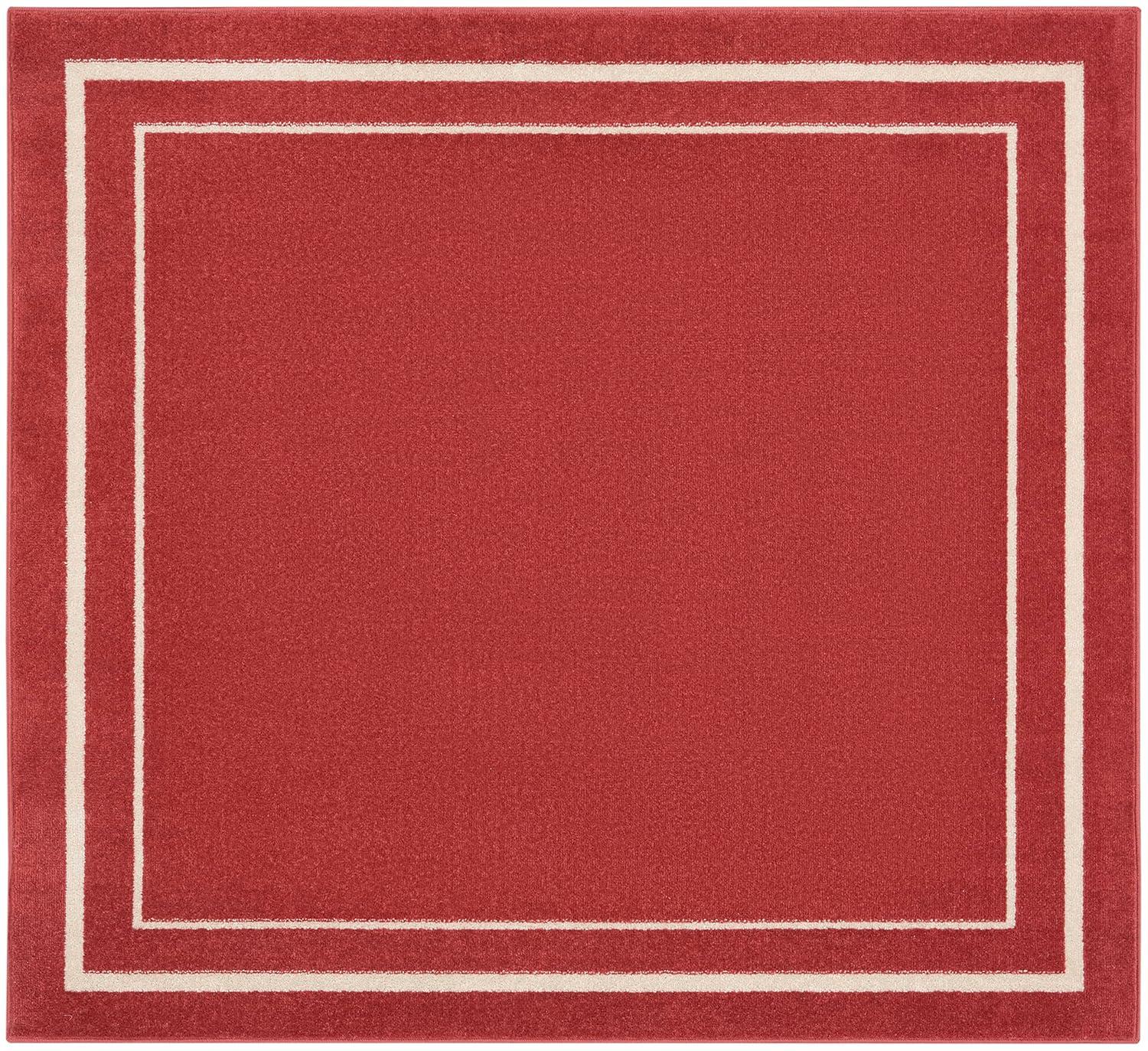 Nourison Essentials 5' x square Brick/Ivory Contemporary Indoor/Outdoor Rug