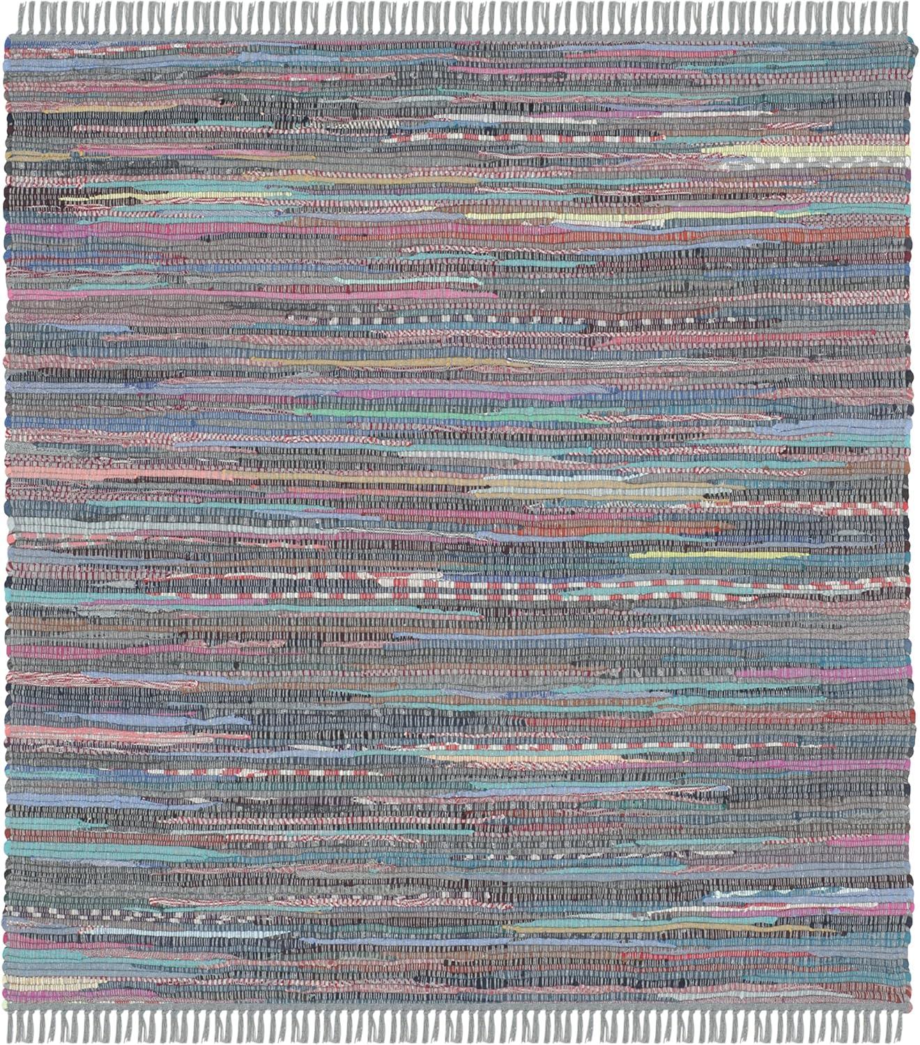 Rag Rug RAR121 Hand Woven Indoor Area Rug - Grey/Multi - 4' round - Safavieh.