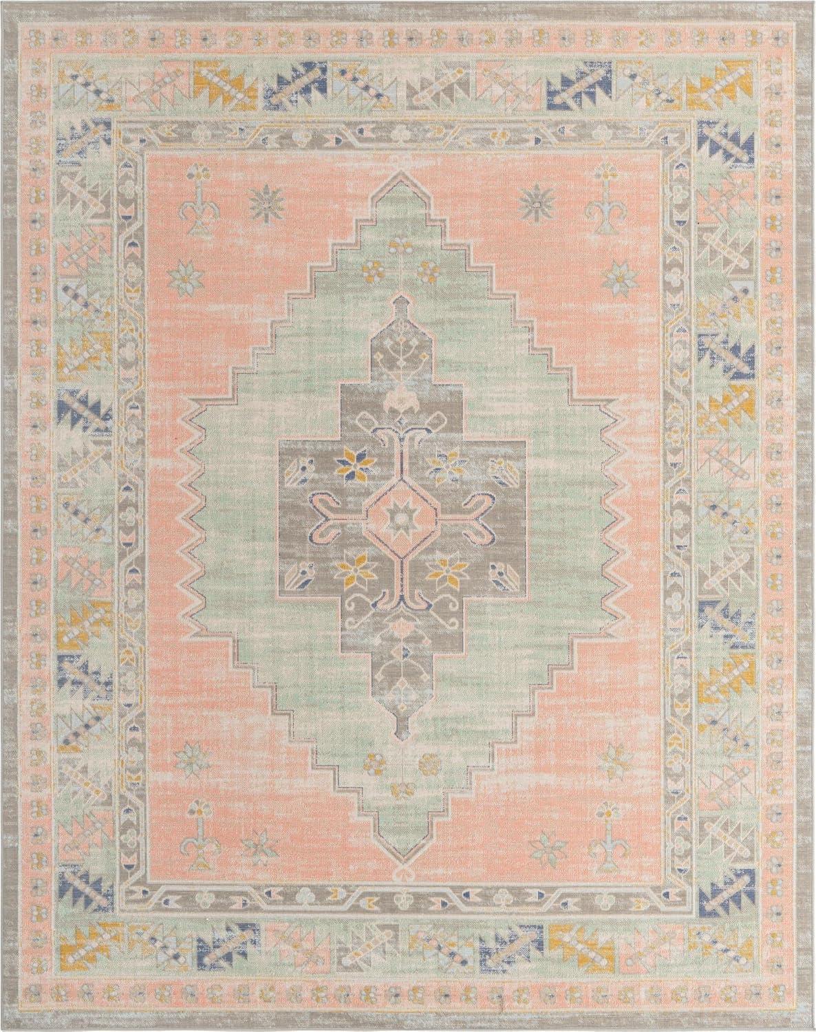 Unique Loom Whitney Collection Area Rug - Geneva (7' 10" Octagon Pink/Blue)