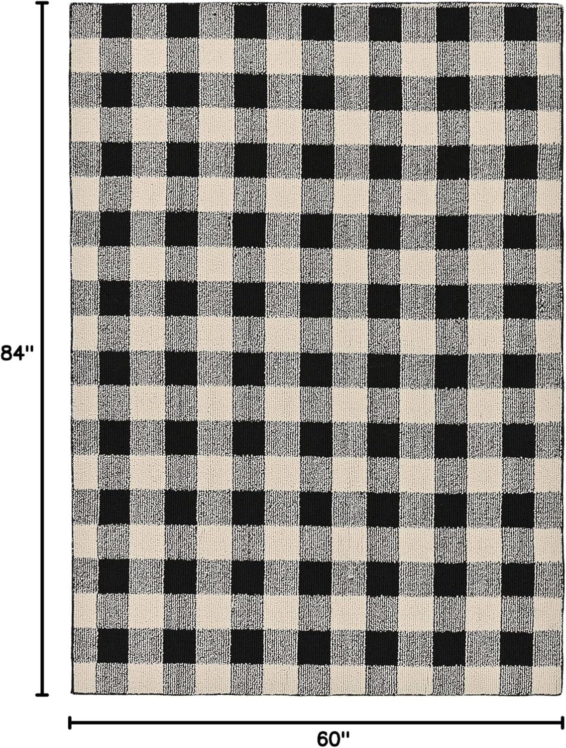 Garland Rug Country Living Buffalo Plaid 5 ft. x 7 ft. Indoor/Outdoor Area Rug Black/Ivory