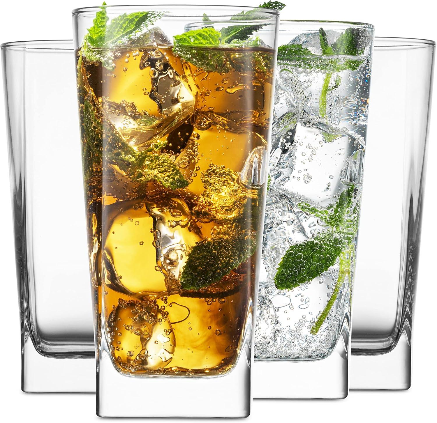 Evo 17 Oz Square Highball Glasses Set of 4