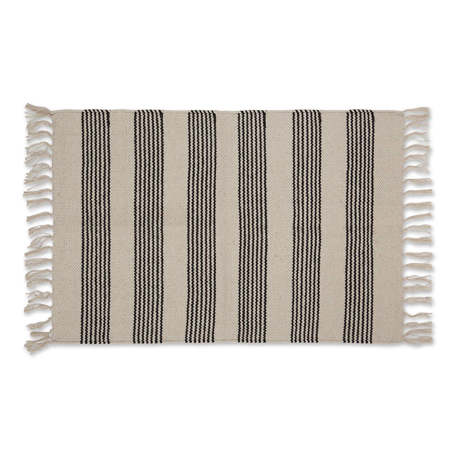Gray Ticking Stripe Hand-Loomed Rug 2x3 Ft