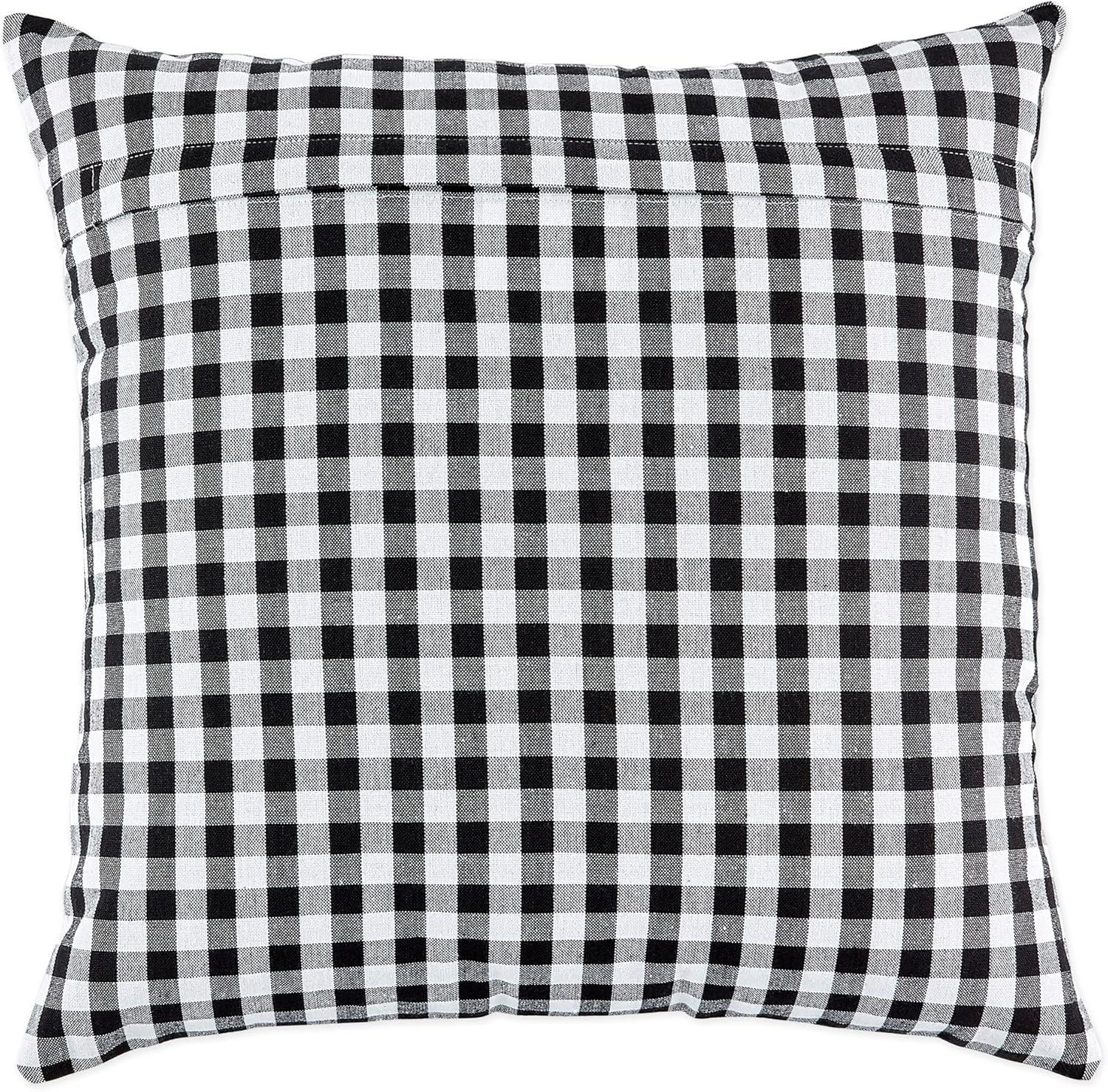 4pk 18"x18" Gingham Buffalo Check Assorted Square Throw Pillow Covers Black/White - Design Imports: Cotton, Machine Washable