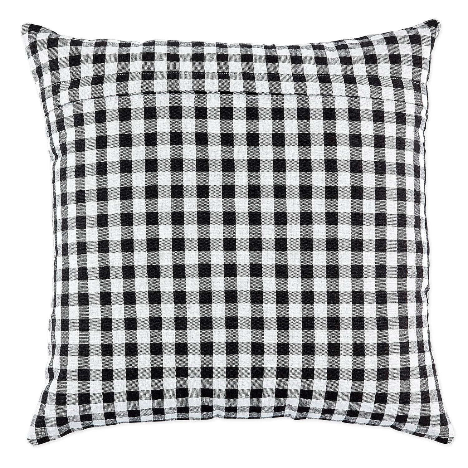 4pk 18"x18" Gingham Buffalo Check Assorted Square Throw Pillow Covers Black/White - Design Imports: Cotton, Machine Washable