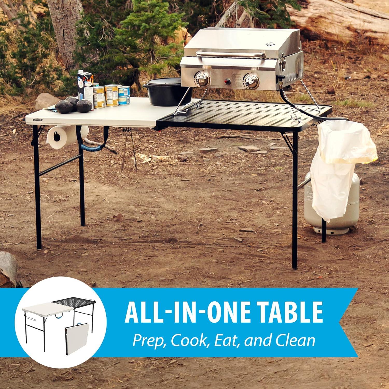 Lifetime 5 Foot Fold-in-Half Camping Folding Table, Indoor/Outdoor, Pumice (280875)