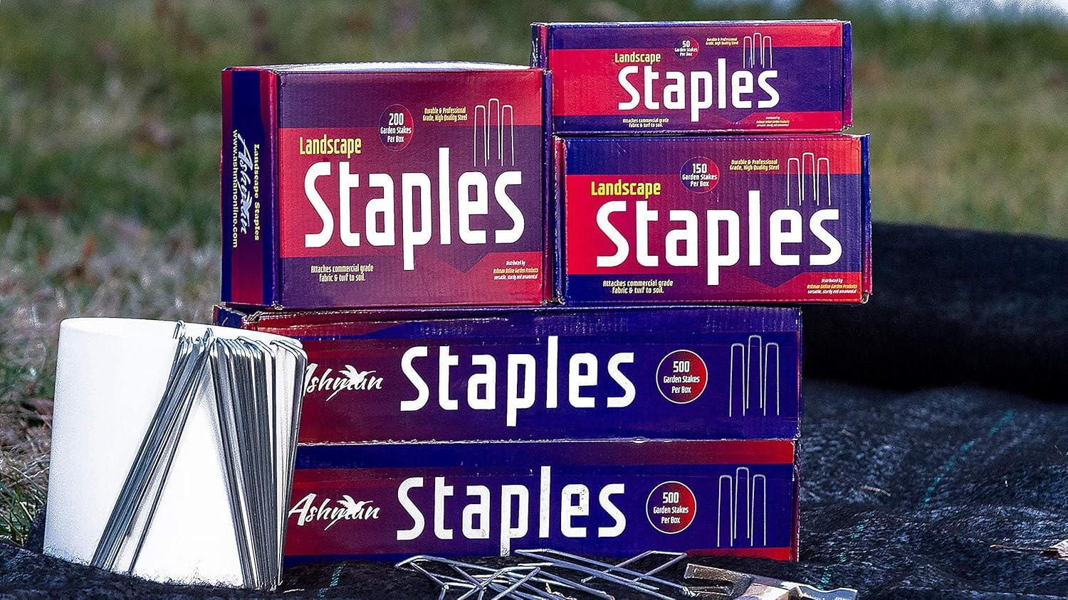Ashman Online, Garden Landscape Staples Ground Stakes Pins, Silver Color, SOD Staples, 200 Count Heavy Duty & Anti Rust