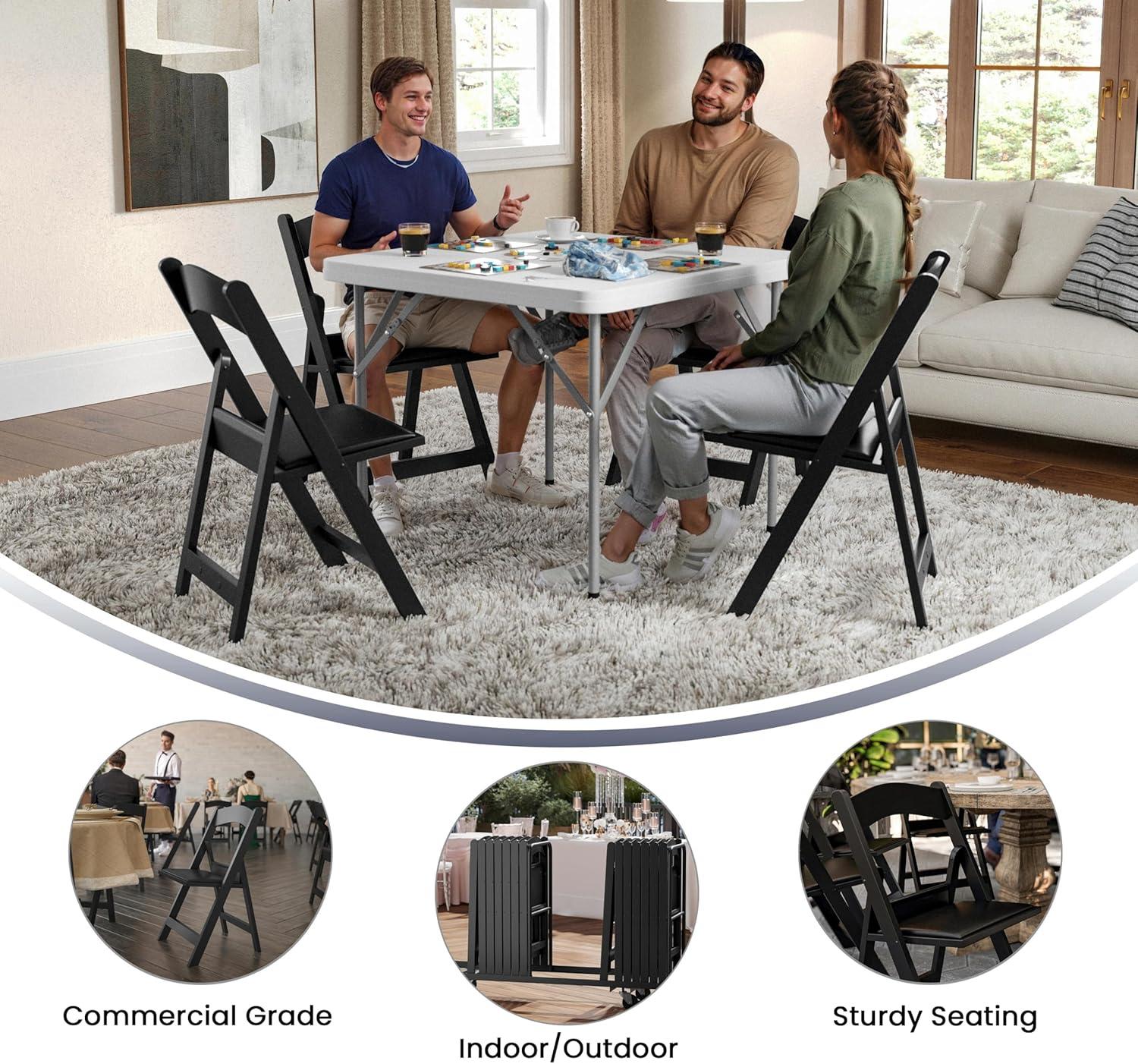 Flash Furniture Hercules Series Folding Chairs for Weddings and Formal Events, Set of 4, Black