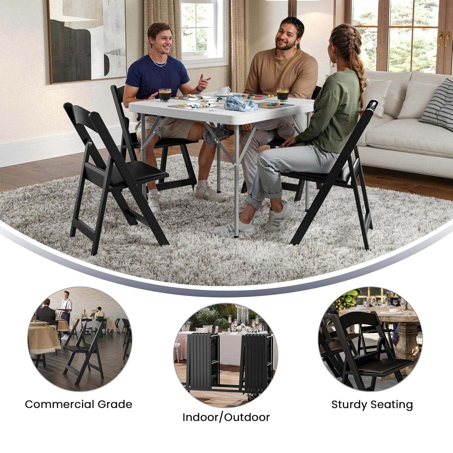 Flash Furniture Hercules Series Folding Chairs for Weddings and Formal Events, Set of 4, Black