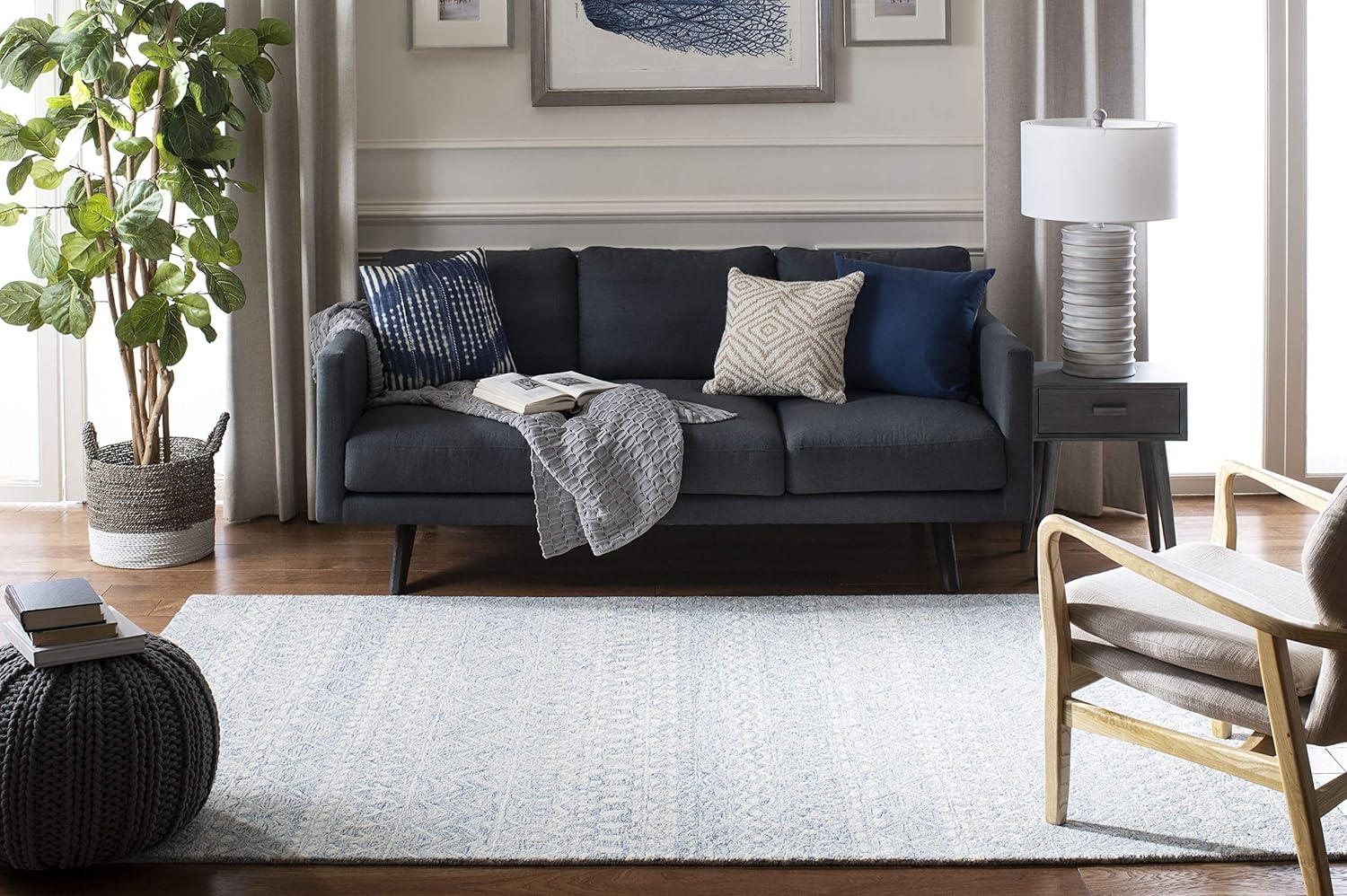 Micro-Loop MLP502 Hand Tufted Indoor Area Rug - Blue/Ivory - 5'x5' - Safavieh