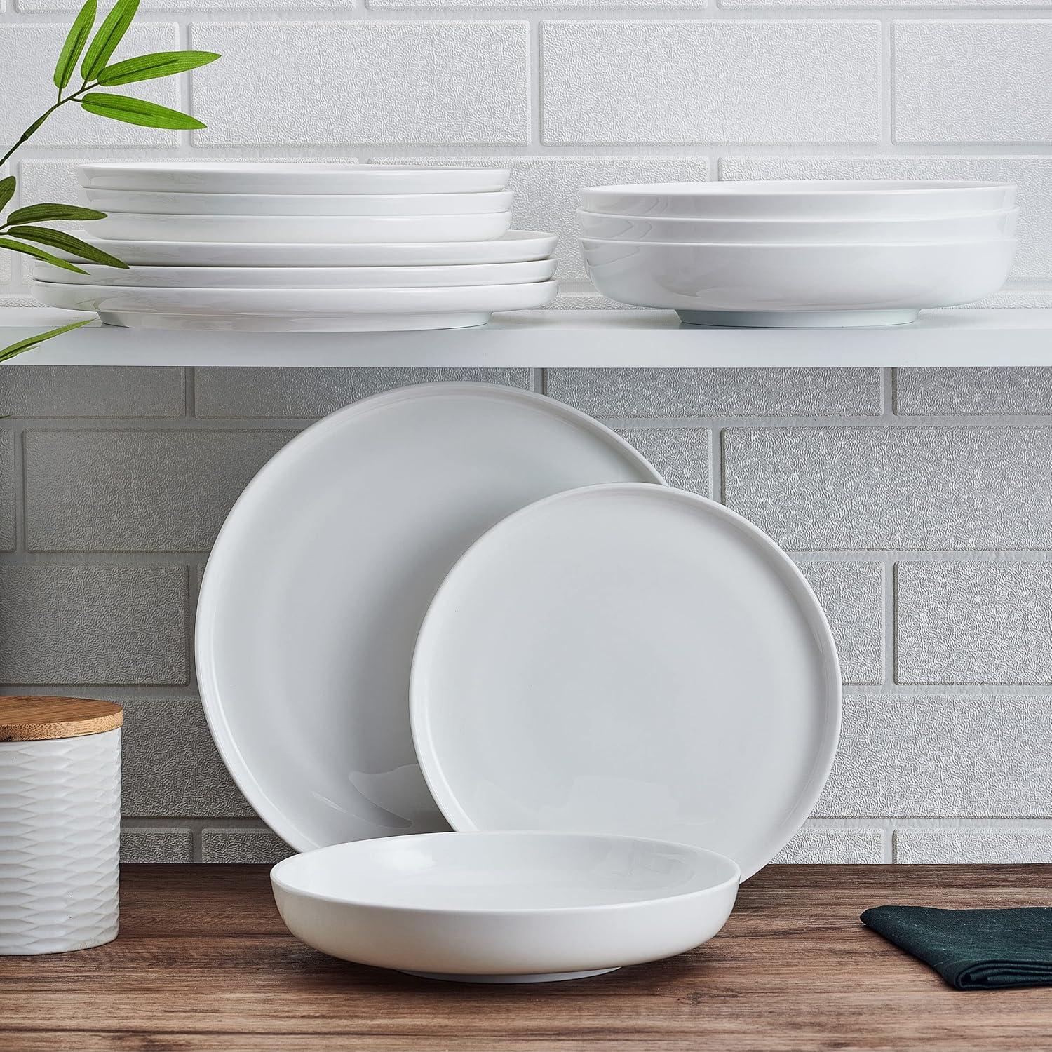 Mikasa Marion 12-Piece Lightweight Chip-Resistant Bone China Dinnerware Set, Service for 4