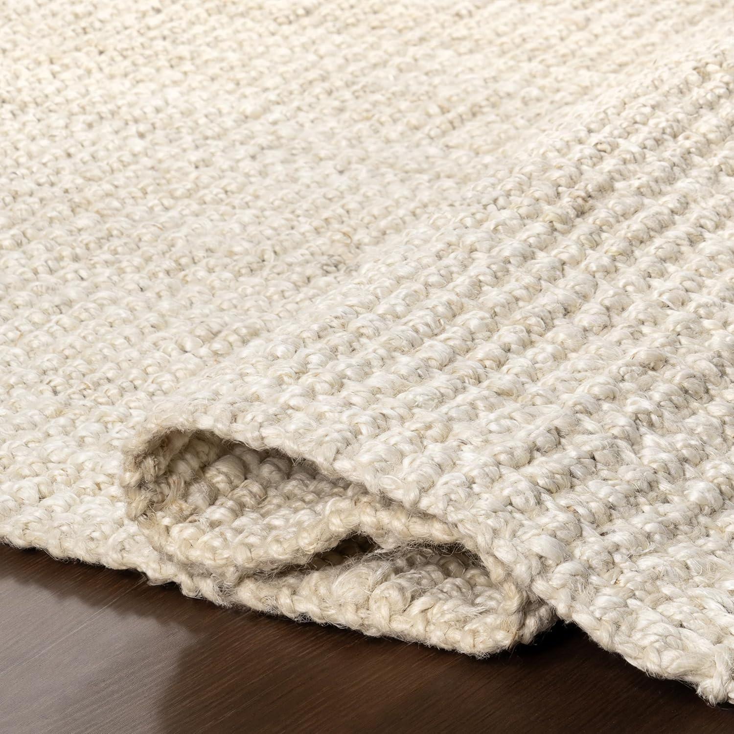 Nuloom 2x6 Daniela Jute Tassel Hand Woven Indoor Area Rug, Off White, Solid Chunky Farmhouse Design, Natural Fiber BedroomLiving Room