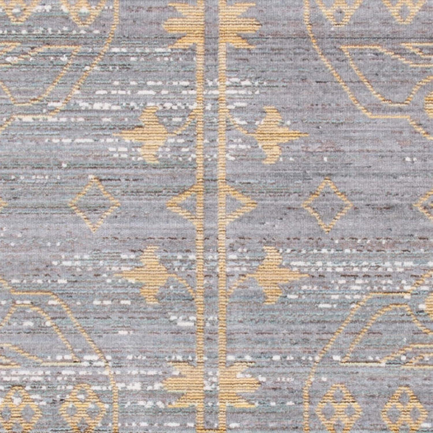 Valencia Gray and Gold Synthetic Runner Rug, 2'3" x 8'