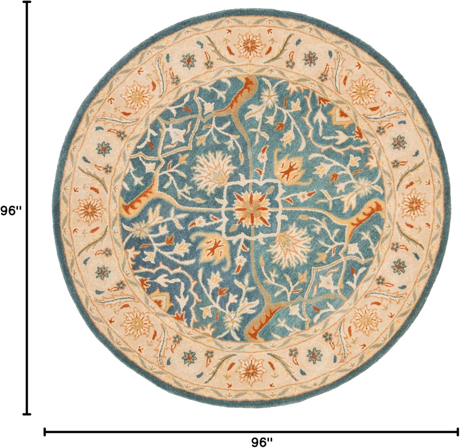 Antiquity AT14 Hand Tufted Indoor Area Rug - Blue - 8' Round - Safavieh