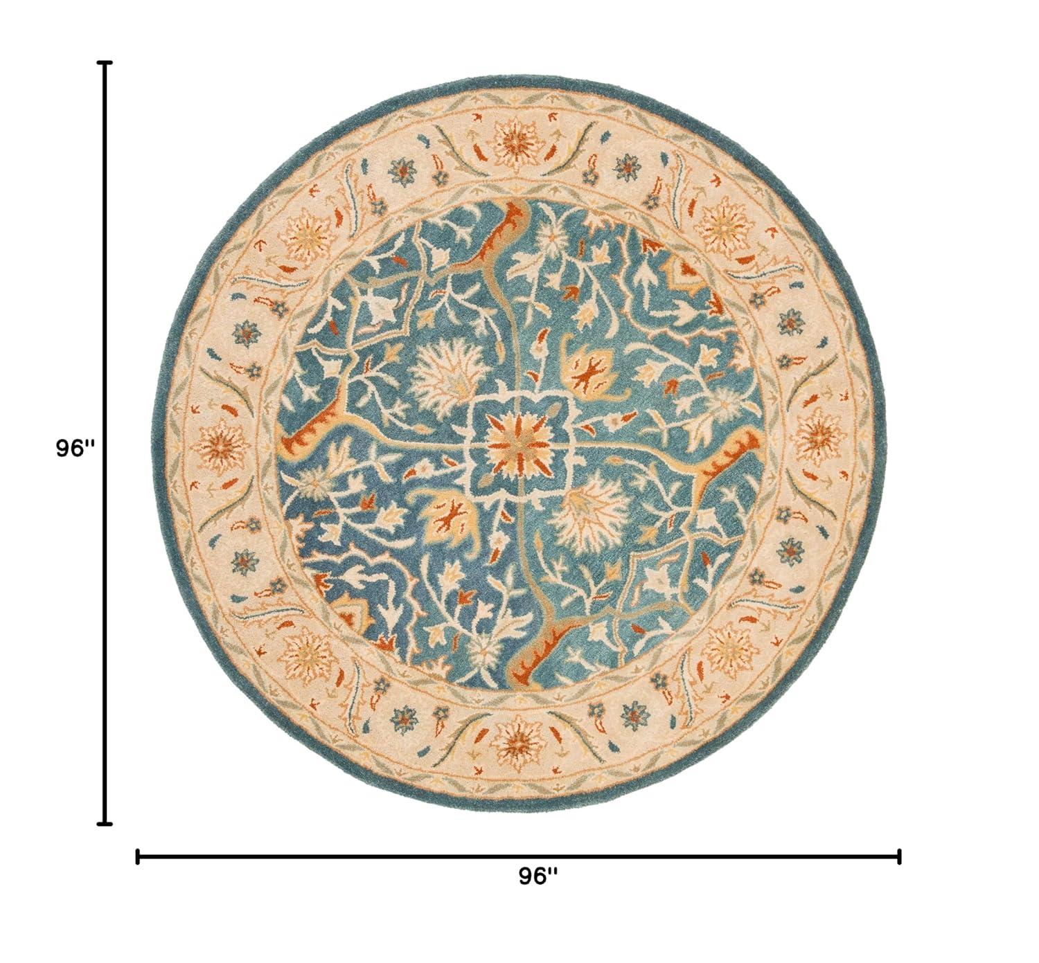 Antiquity AT14 Hand Tufted Indoor Area Rug - Blue - 8' Round - Safavieh