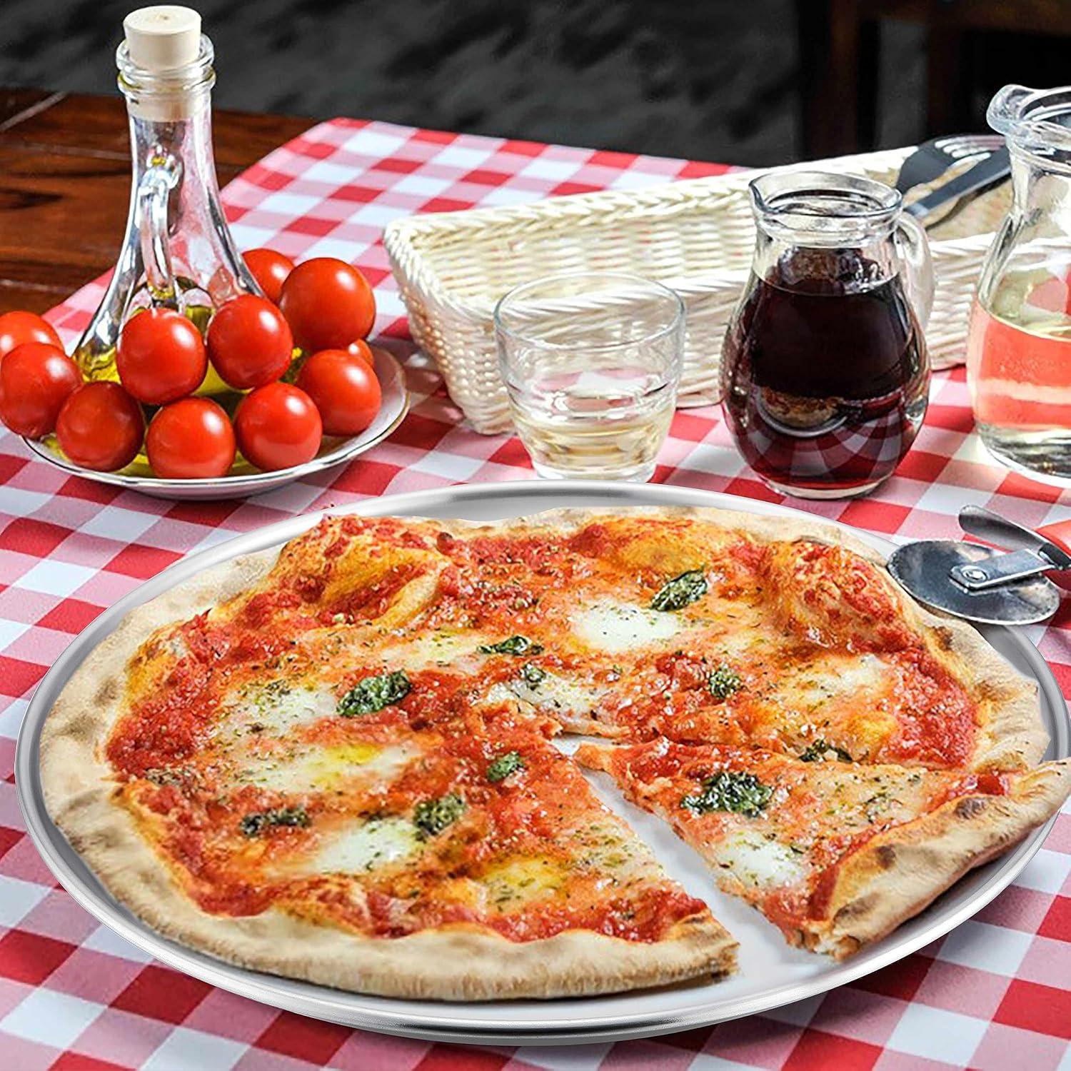 Soro Essentials- Set of 2 Aluminum 10” Coupe Style Pizza Trays- Pizza Baking Pan Pizza Tray Pizza Pan Round Pizza Baking Sheet Oven Tray Pizza Crisper Pan Healthy Pizza Cooking Pan for Oven