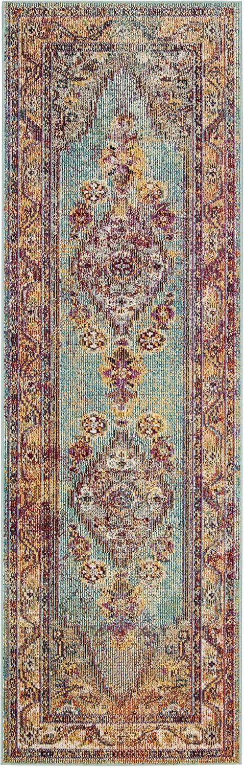Crystal CRS507 Power Loomed Accent Rug - Light Blue/Orange - 2'2"x5' - Safavieh.
