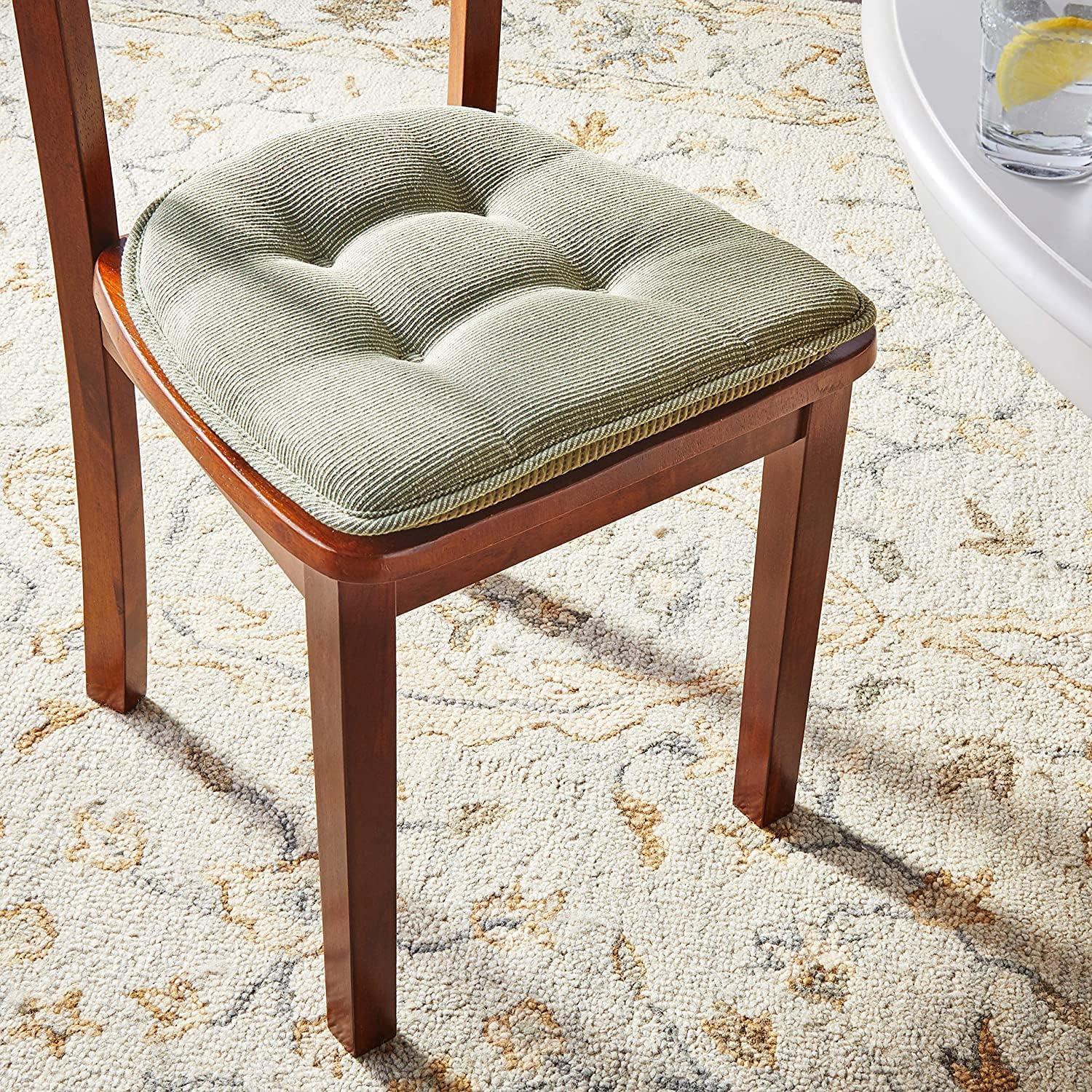 The Gripper Non-Slip 15" x 16" Saturn Tufted Kitchen or Dining Chair Cushions, Set of 2