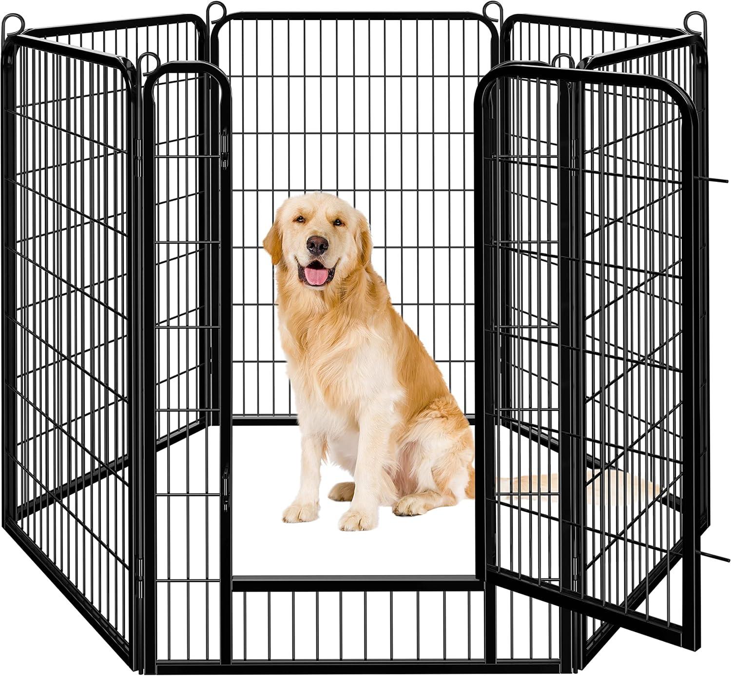 Yaheetech Black Metal 6-Panel Pet Playpen