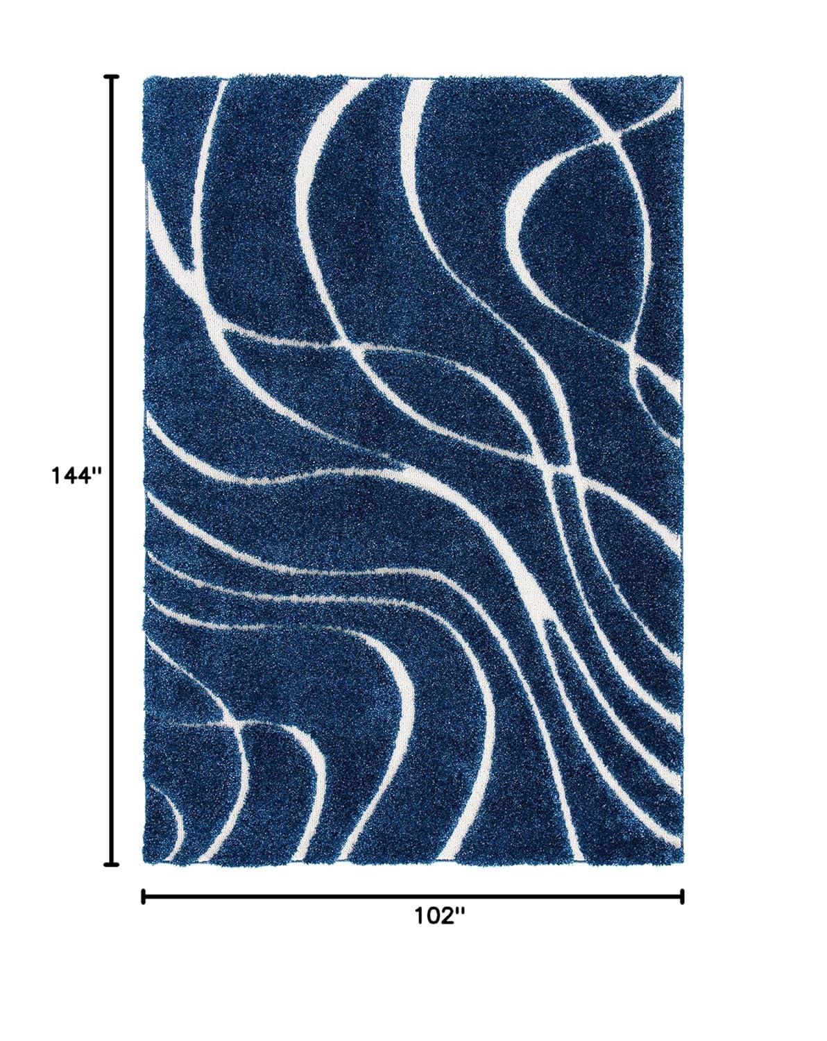 Florida Shag SG471 Power Loomed Indoor Area Rug - Navy/Ivory - 9'x12' - Safavieh