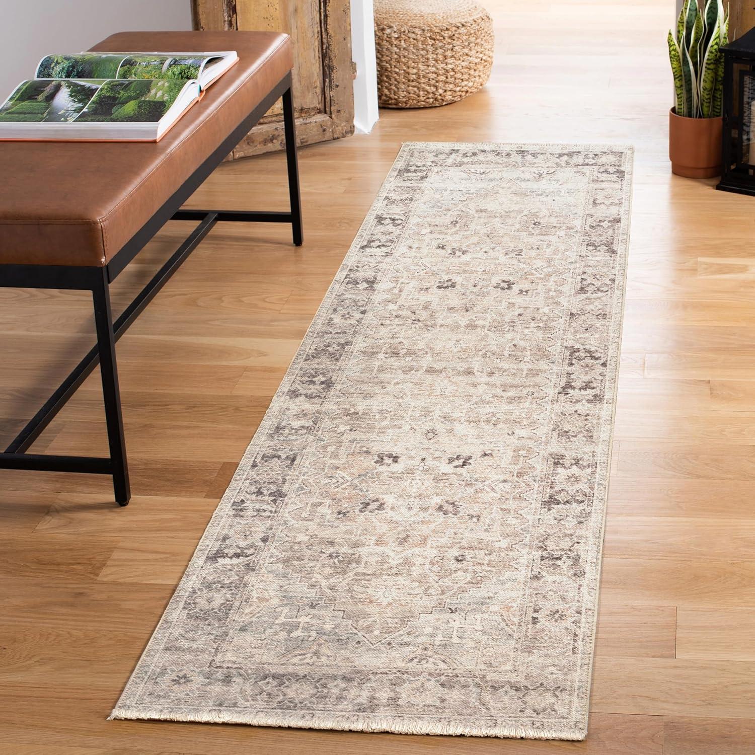 Nuloom Davi Faded Spill Proof Treated Pet Friendly Premium Machine Washable Area Rug, 9' x 12', Stone