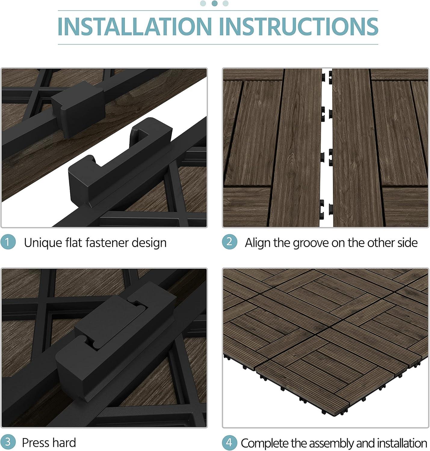 Natural Fir Wood Interlocking Deck Tiles for Outdoor Patio