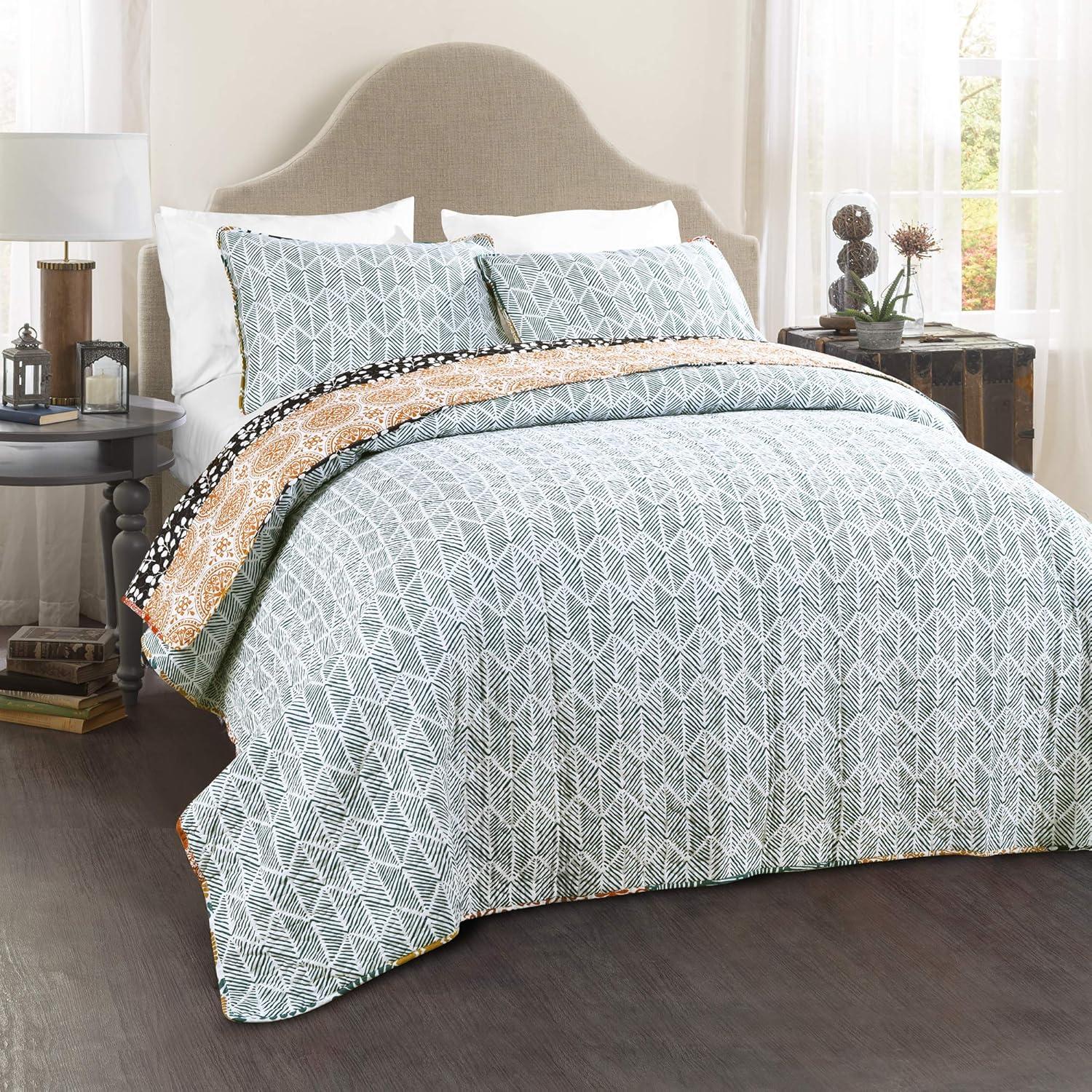 Lush Decor Bohemian 100% Cotton Reversible 3-Piece Quilt Set