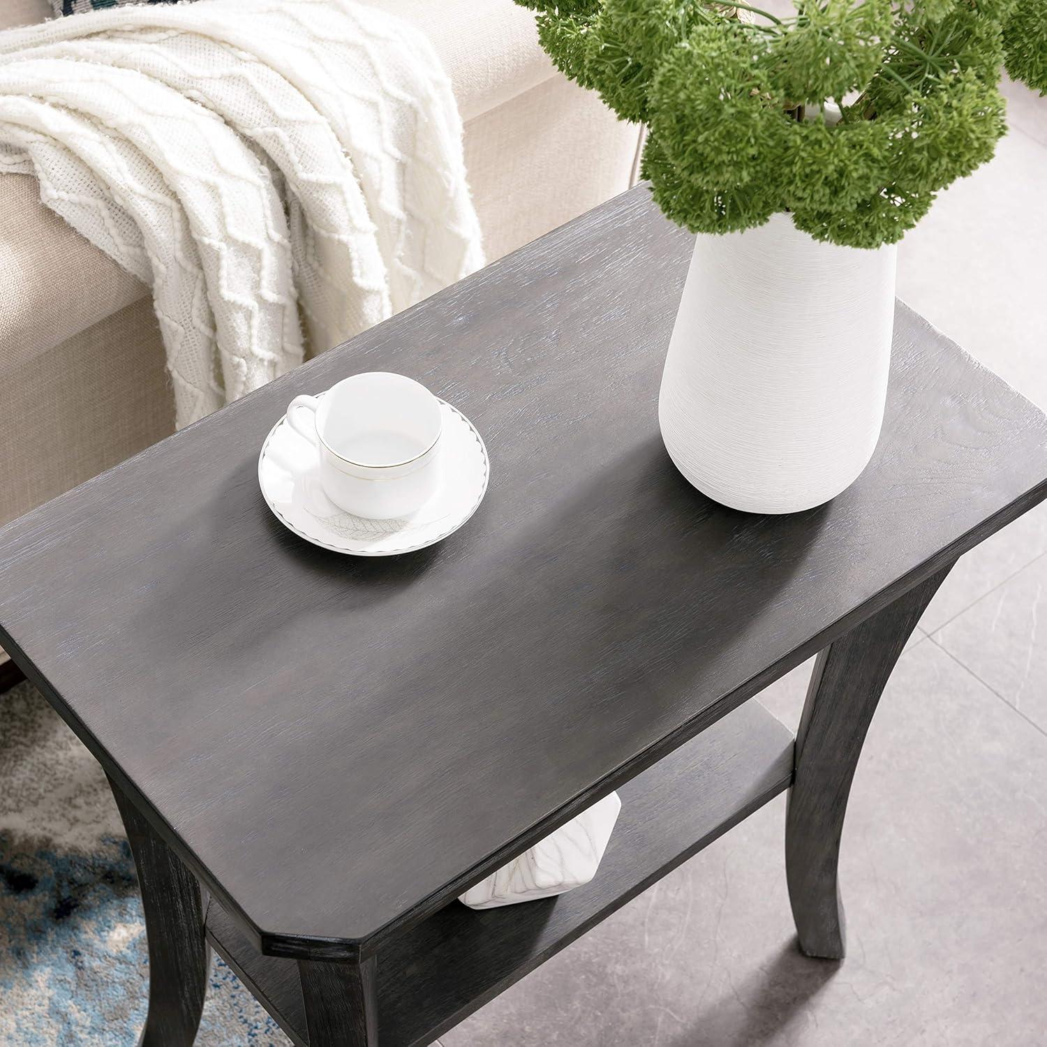 Rustic Gray Solid Wood Space-Saving Narrow End Table