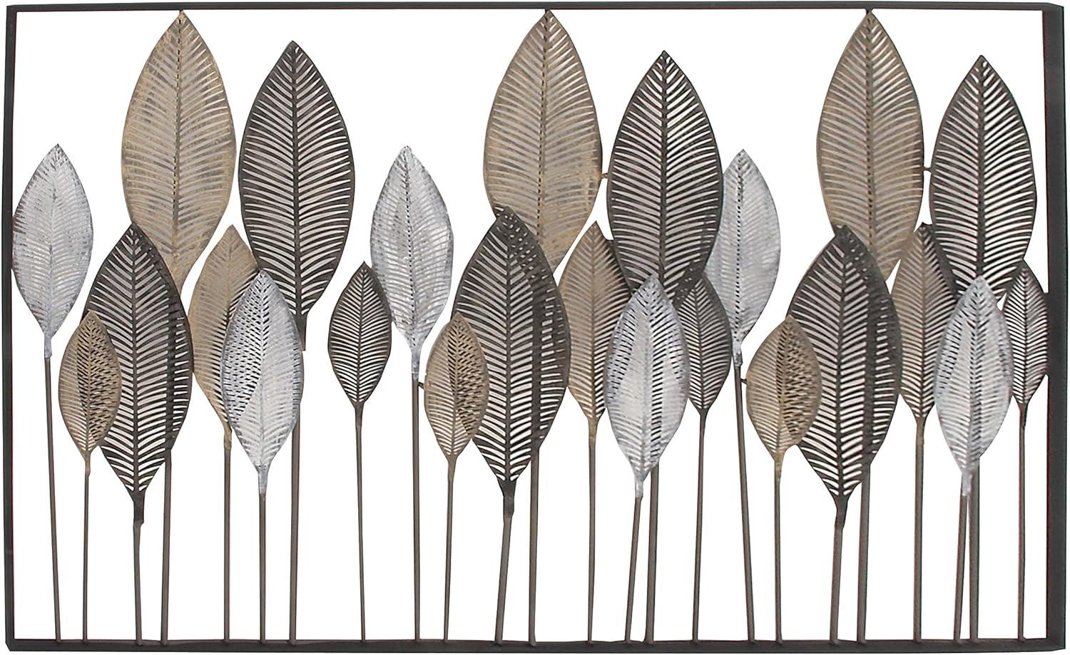 Bronze Tall Cut-Out Solid Leaf Metal Wall Decor 59" x 37"