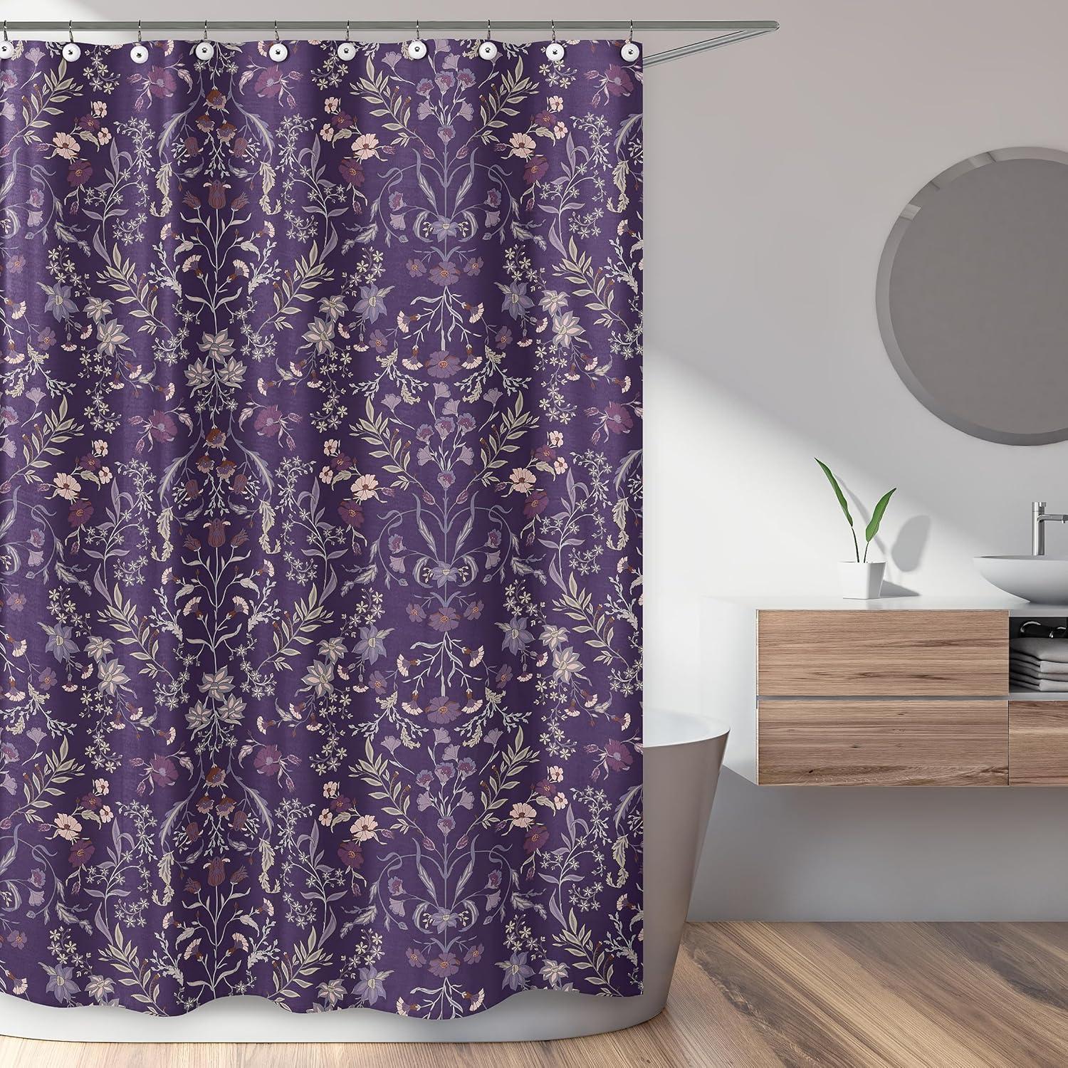 Sweet Jojo Designs Boho Floral Wildflower Plum Purple Single Shower Curtain by Sweet Jojo Designs