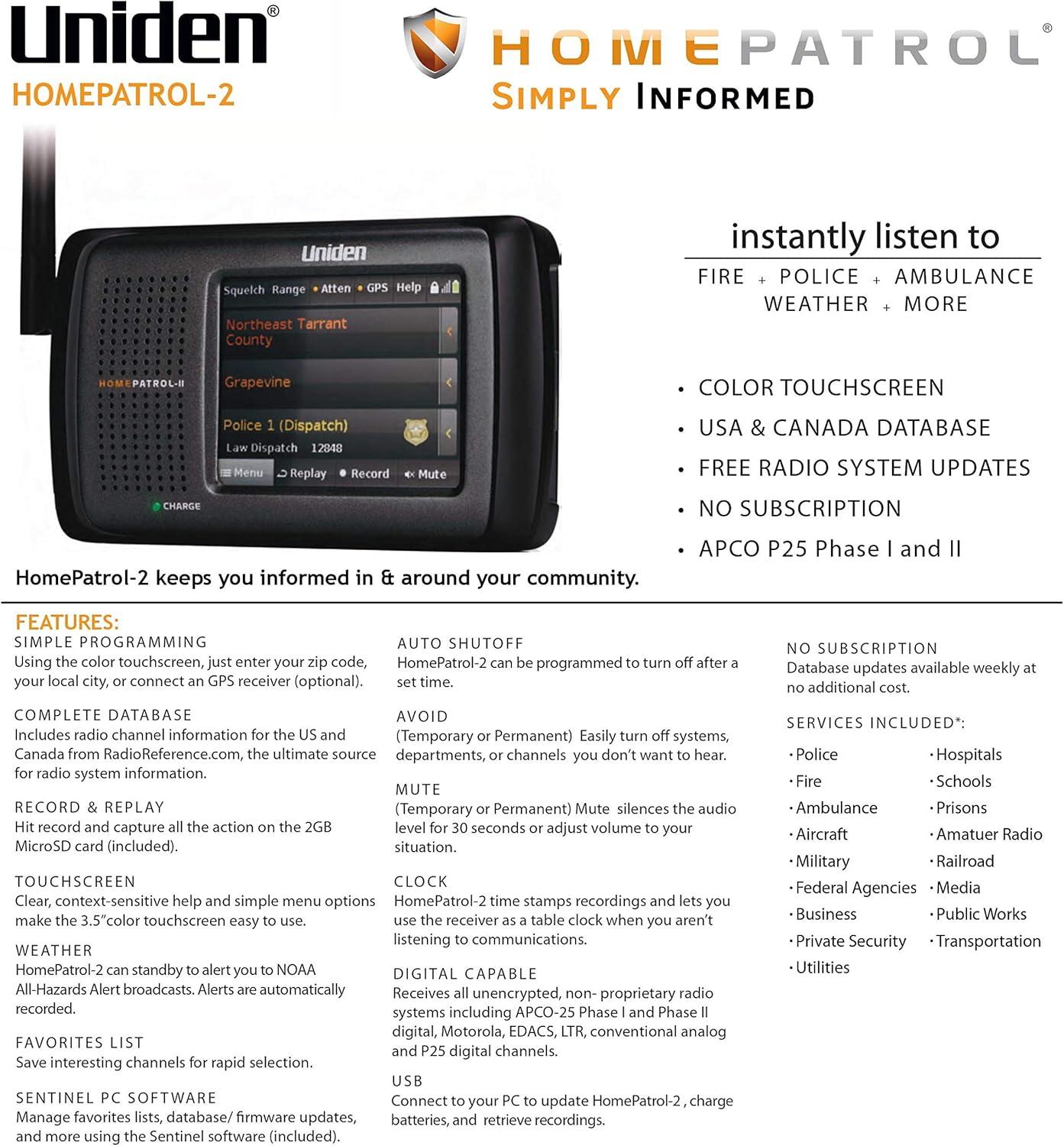 Uniden® HomePatrol® 2 Handheld Scanner in Black