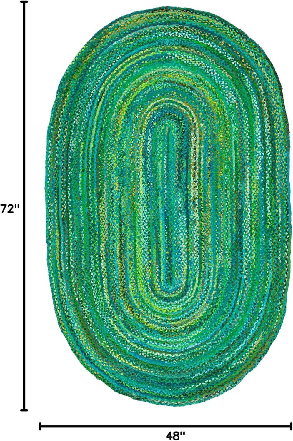 Braided BRD452 Hand Woven Indoor Area Rug - Green - 4'x6' Oval - Safavieh