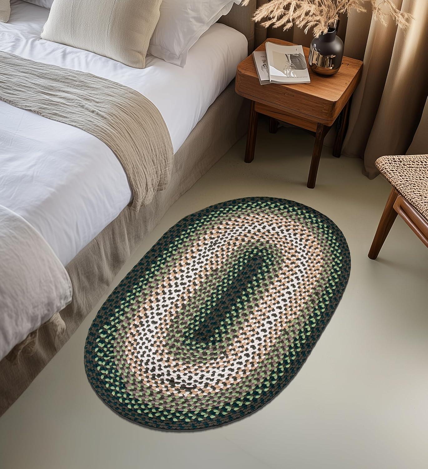 Elizabeth Country Green Area Rug 2' x 3' Oval