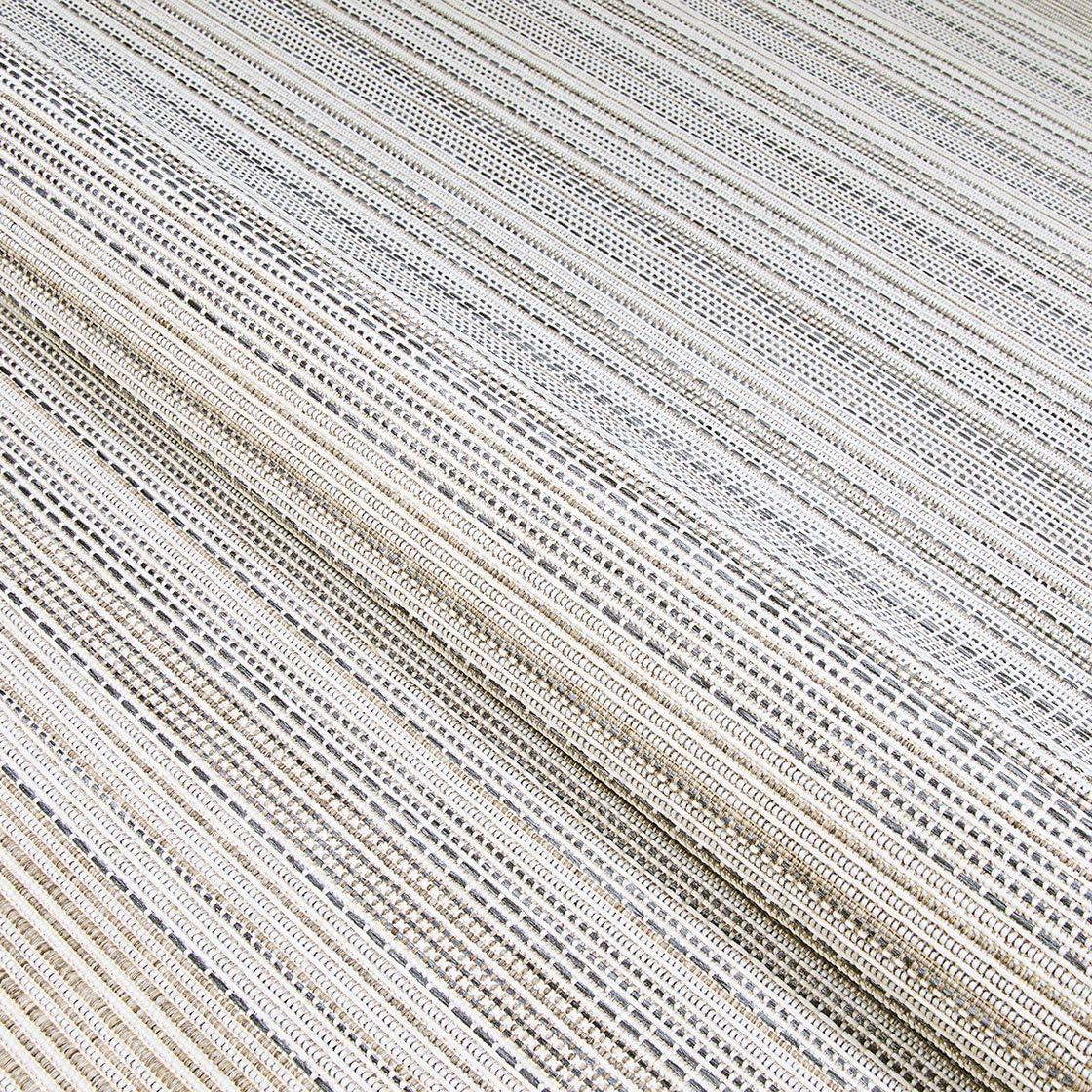 Ivory Stripe Easy-Care Synthetic 6' x 9' Outdoor Rug