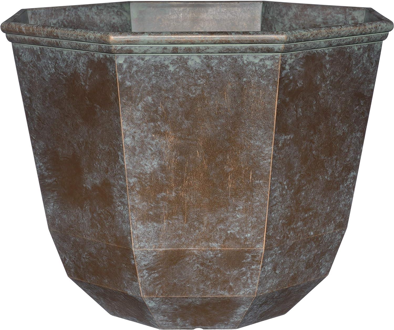 15" Weathered Copper Resin Outdoor Patio Planter