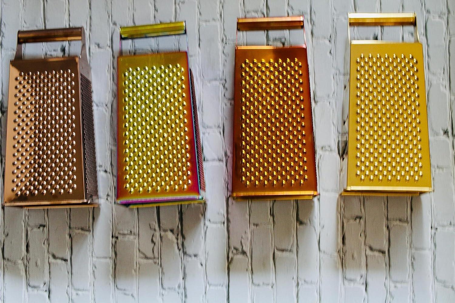 Gold Stainless Steel 4-Sided Multifunctional Grater with Handle