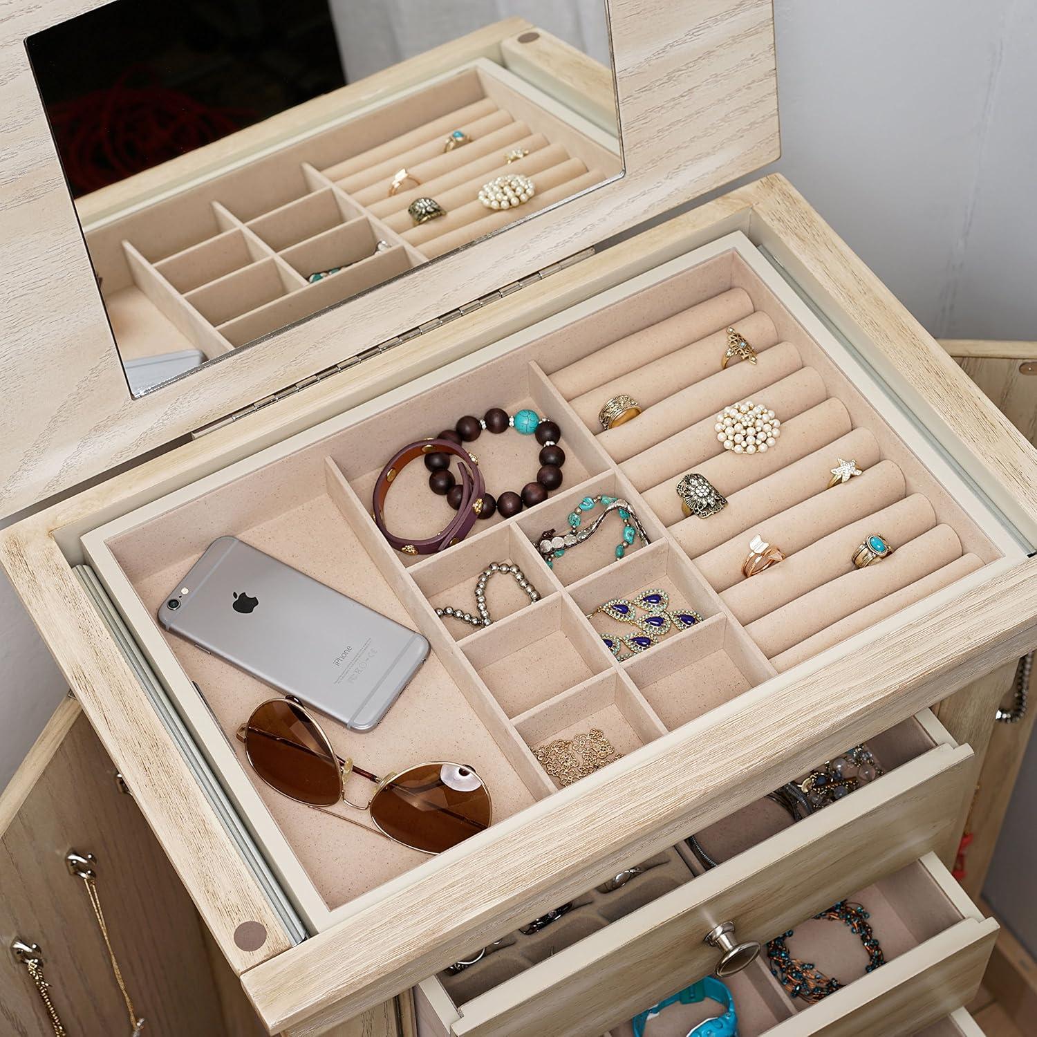 Hives & Honey - Haley Jewelry Storage Organization Armoire, Taupe Mist