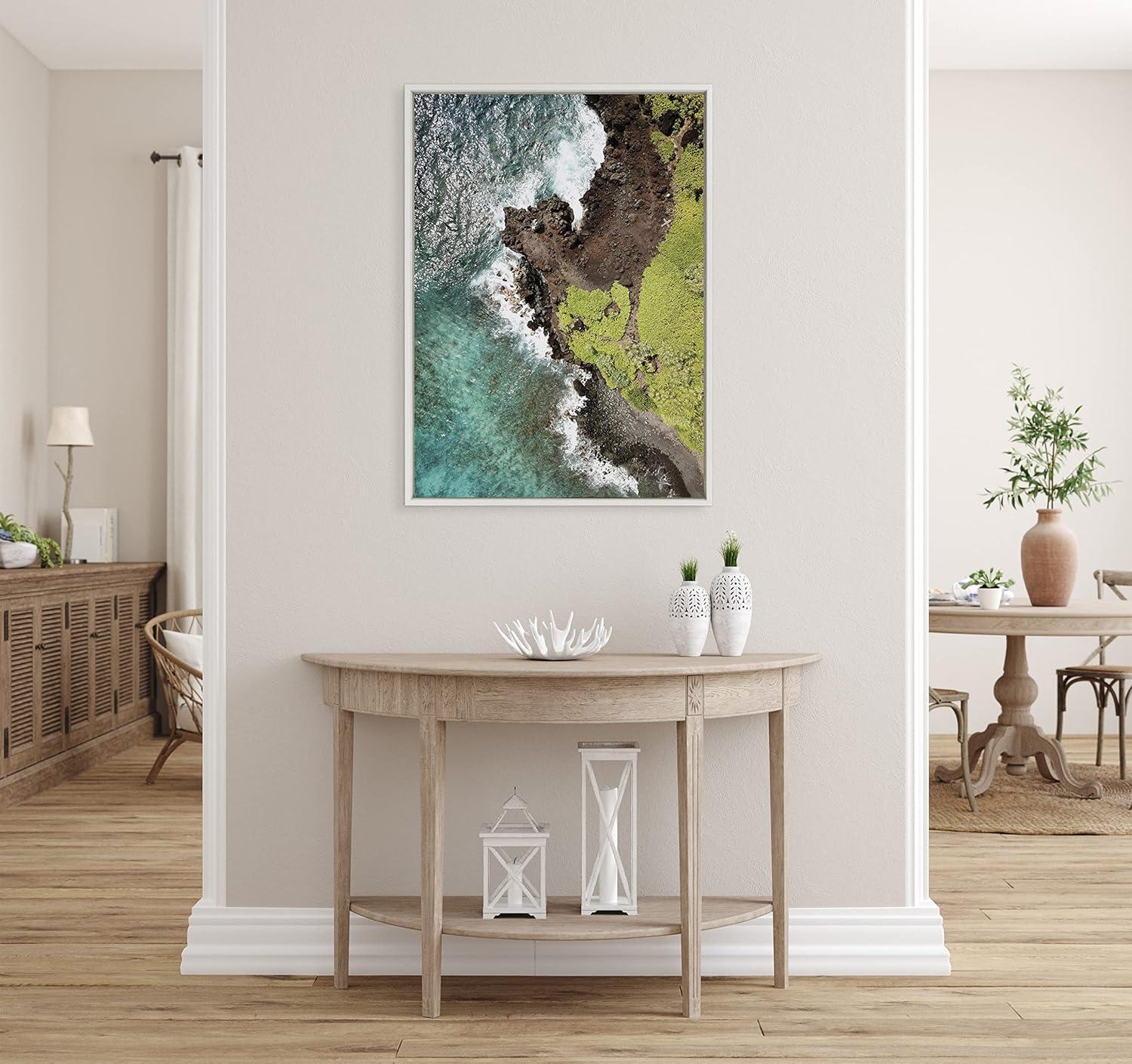 28" x 38" Sylvie Going Back to Maui Framed Canvas by Rachel Bolgov White - Kate & Laurel All Things Decor