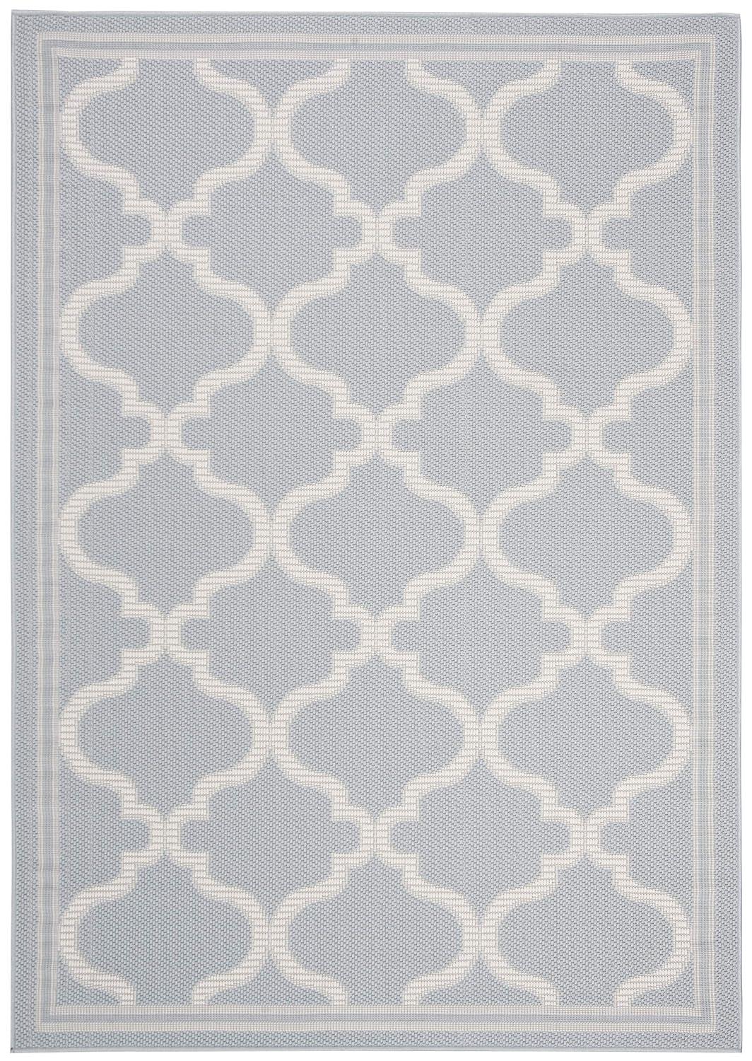 Bermuda BMU810 Power Loomed Indoor/Outdoor Machine Washable Area Rug - Light Blue/Ivory - 5'3"x7'6" - Safavieh