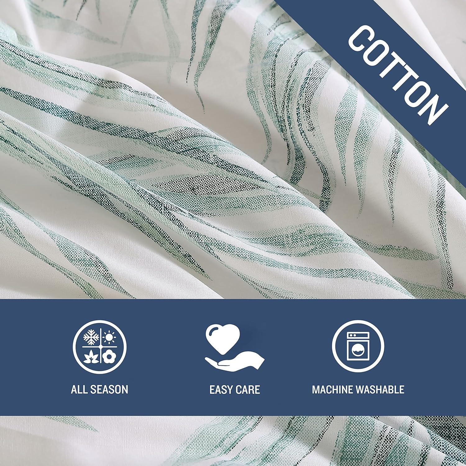 Ivory and Green Cotton King Reversible Comforter Set