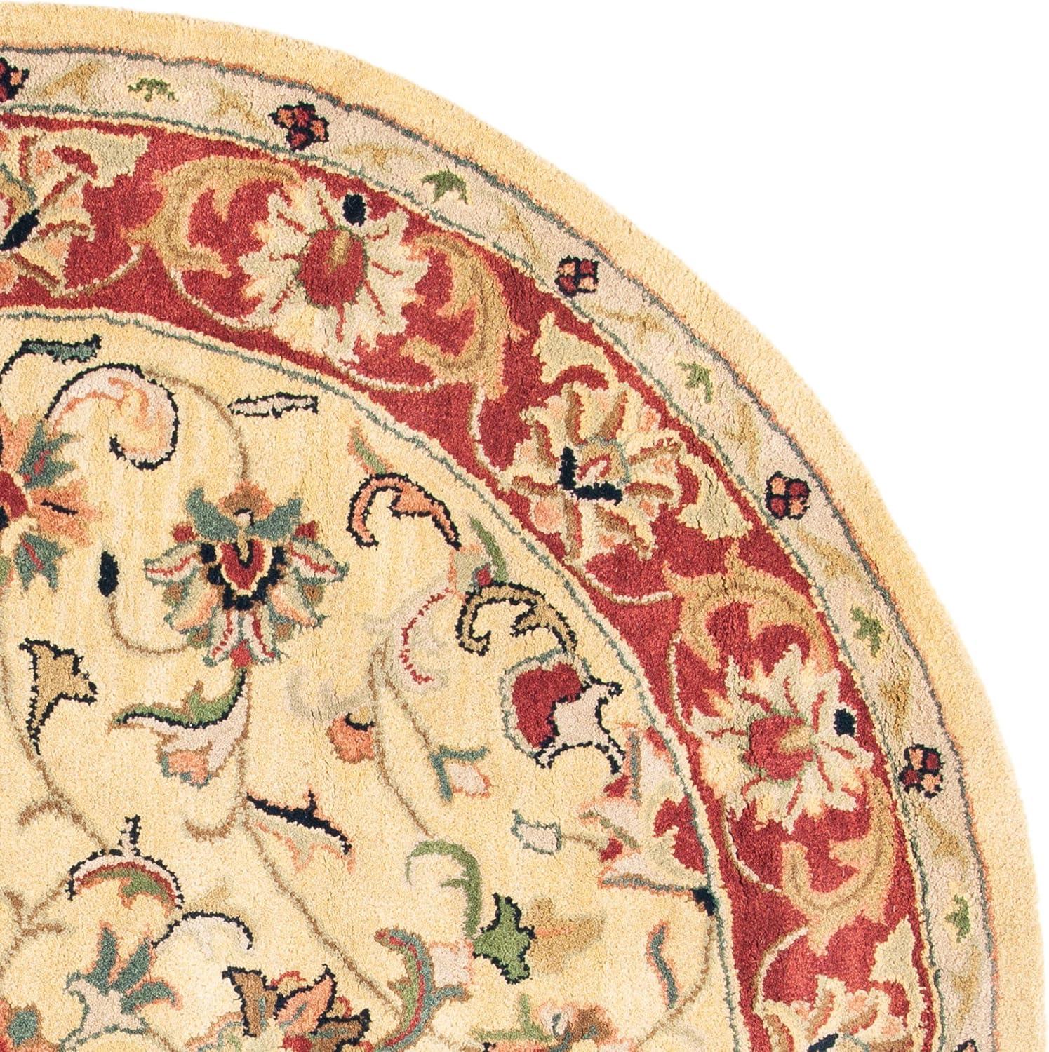 SAFAVIEH Classic Nicholas Floral Bordered Wool Area Rug, Gold/Red, 8' x 8' Round