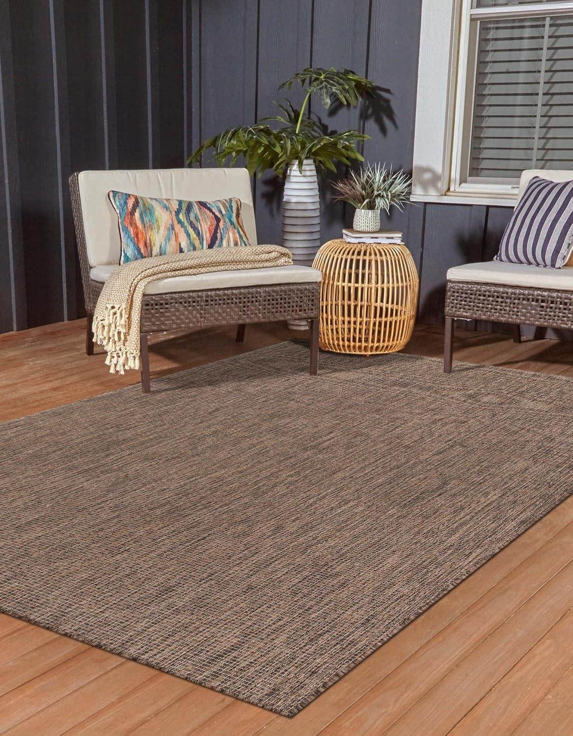 Light Brown Synthetic Flat Woven Outdoor Area Rug 8' x 10'