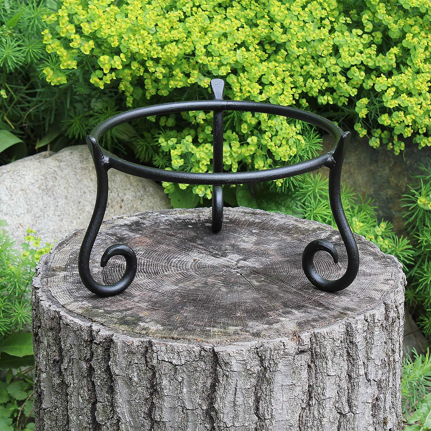 Achla Designs GBS-22 Short Wrought Iron Metal Plant birdbath Bowl Stand Flowerpot Holder, 9.5x6 inches, Black