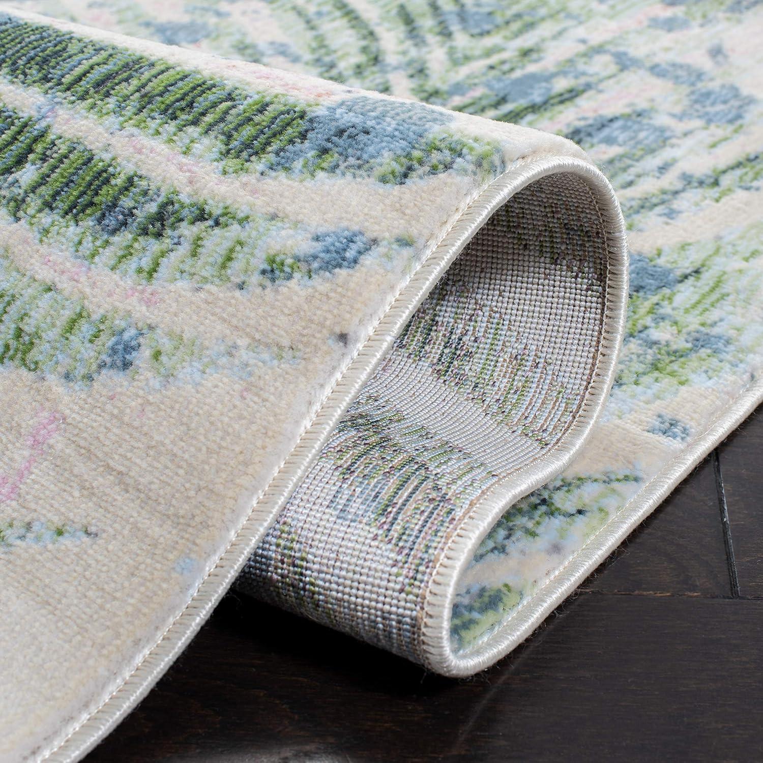 Lillian LLN382 Power Loomed Area Rug - Green/Blue - 5'3"x7'7" - Safavieh.