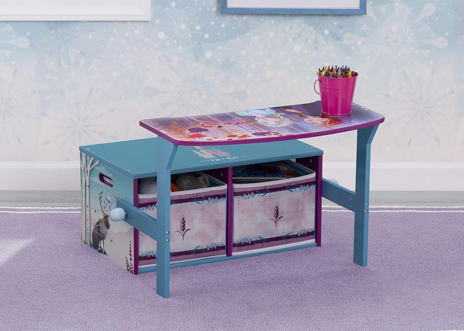 Disney Frozen 2-in-1 Activity Bench and Desk by Delta Children - Greenguard Gold Certified, Blue/Purple