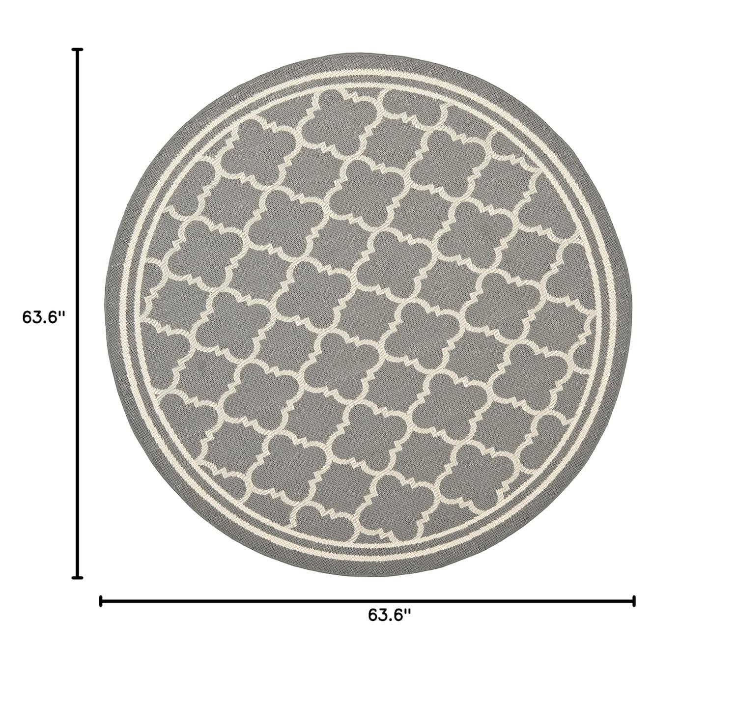 Courtyard CY6918 Power Loomed Indoor/Outdoor Area Rug - Anthracite/Beige - 5'3" round - Safavieh.